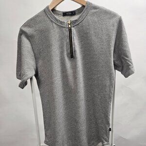 EPTM Men's Basic Collar Zipper Short Sleeve Tee Hgrey